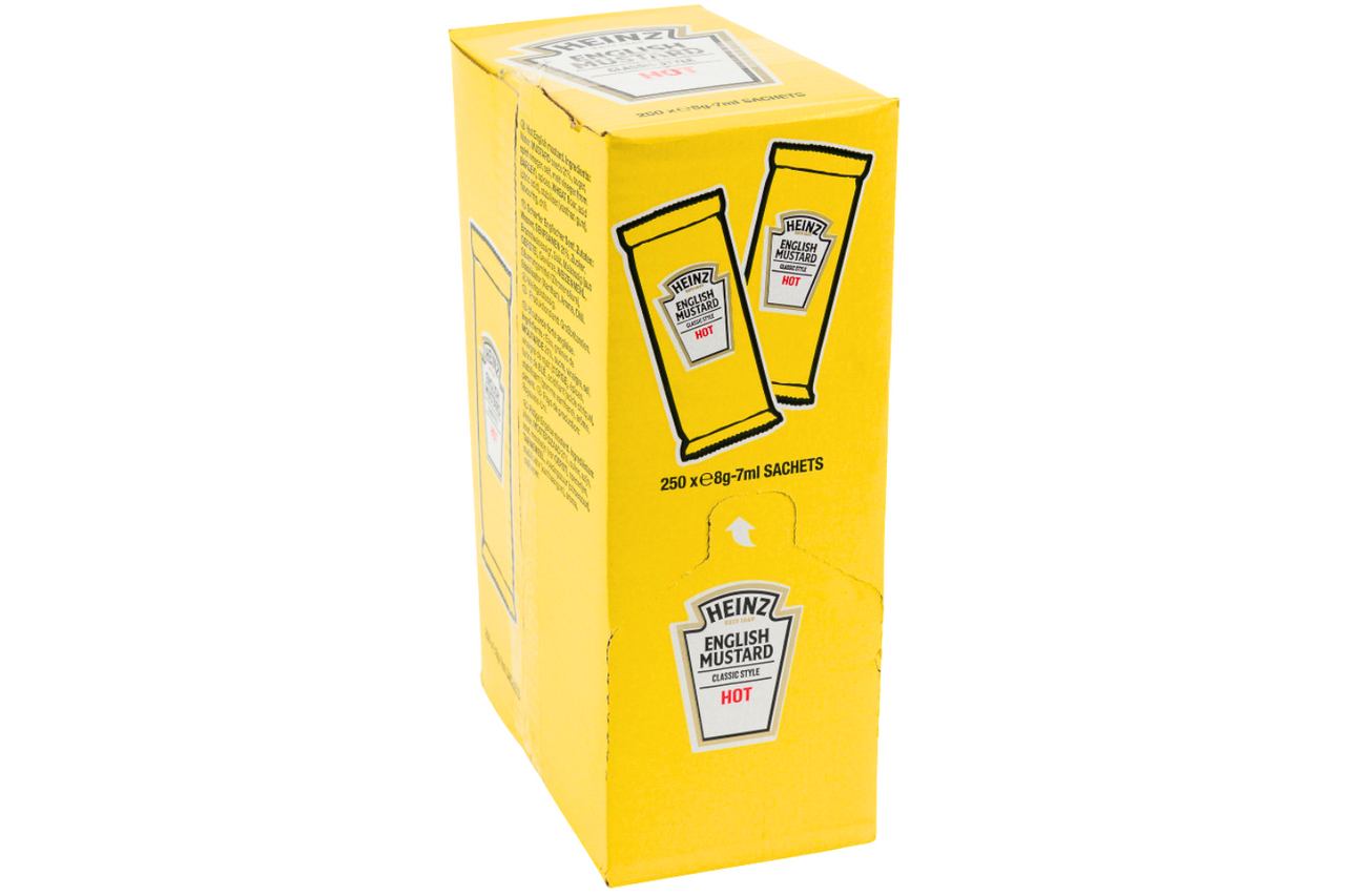 Heinz English Mustard Hot 250 x 8g - Out of Date